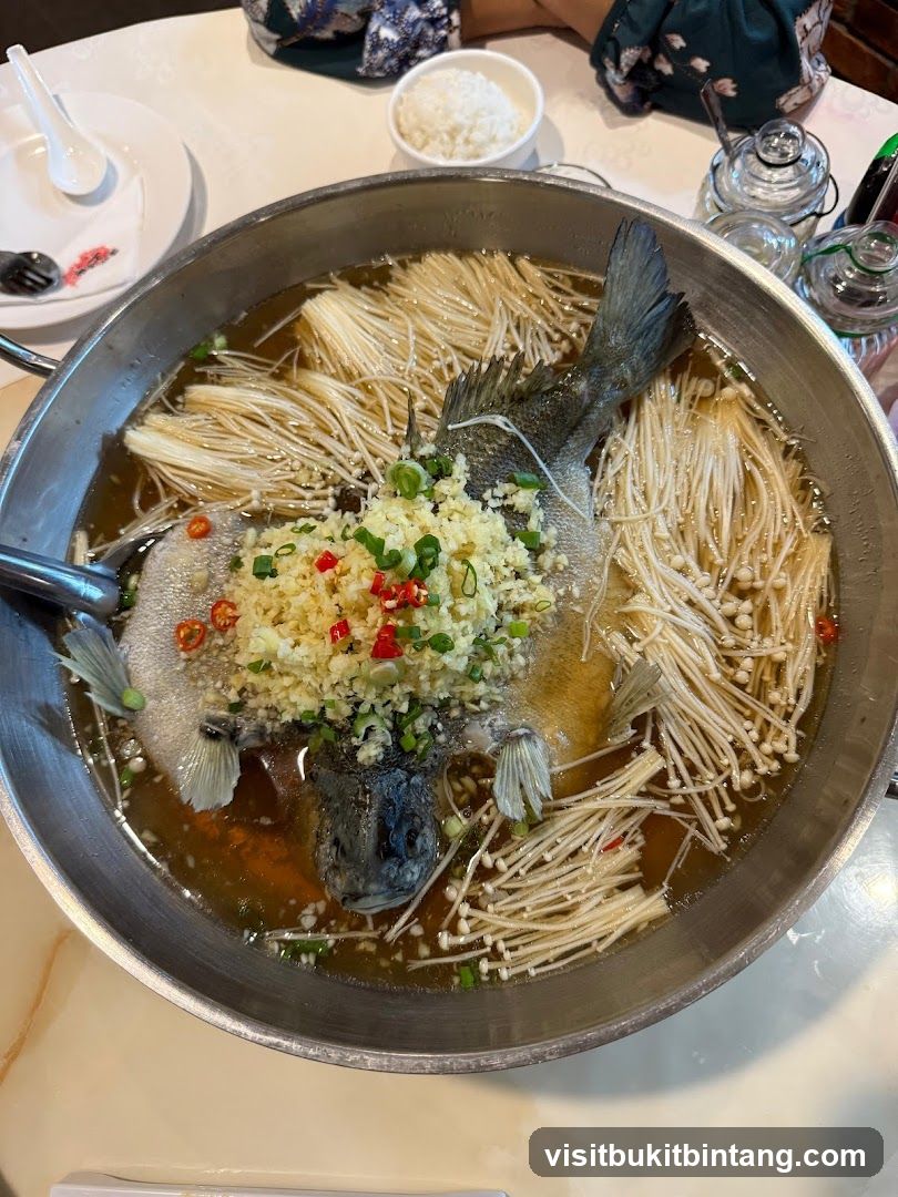 Steamed Fish with Enoki Mushrooms