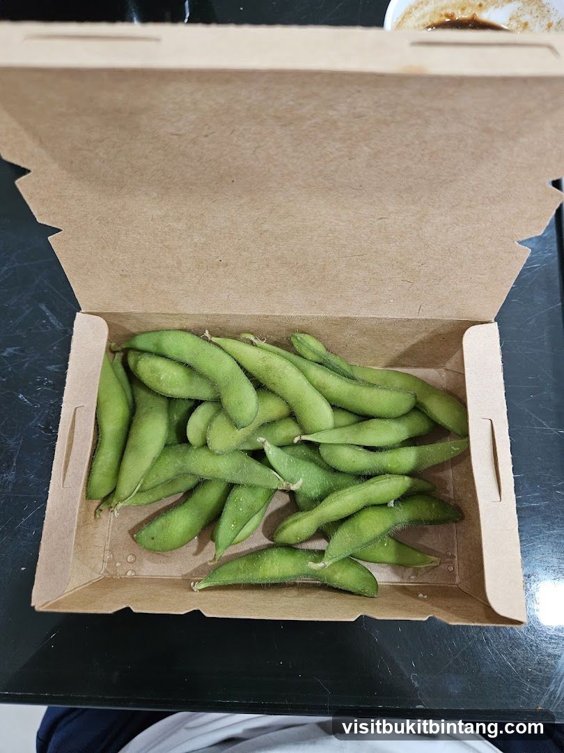 Edamame in a Takeout Box