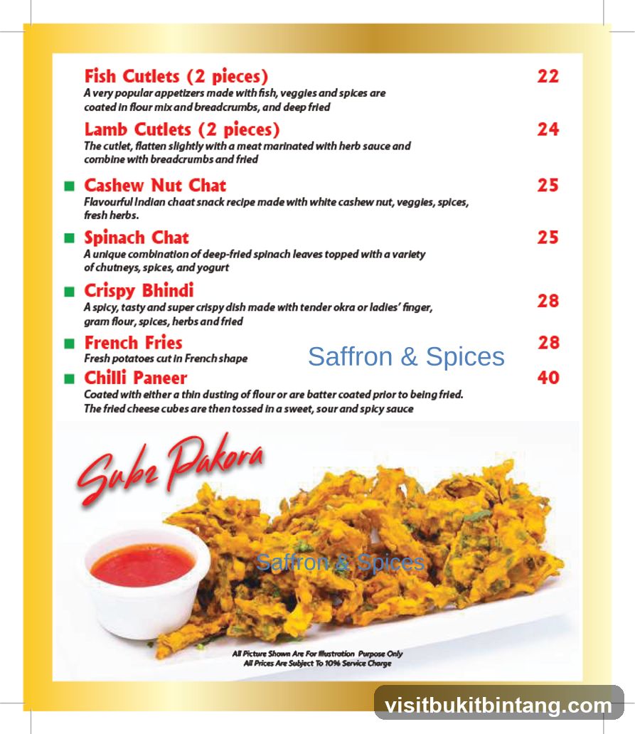 Saffron & Spices Menu