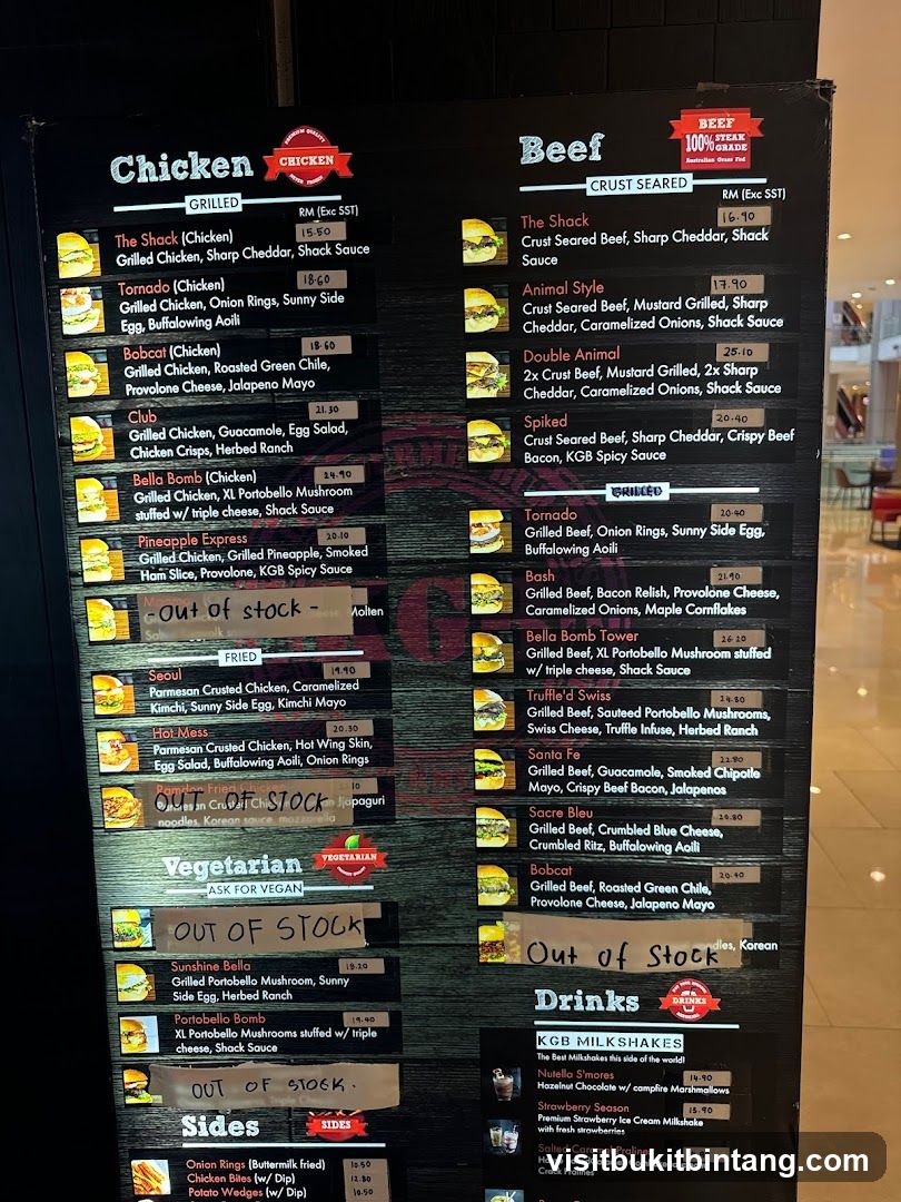 Chicken and Beef Menu