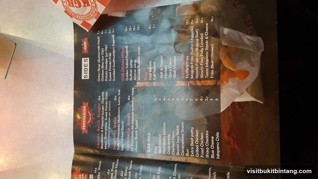 KGB Gourmet Burgers Menu