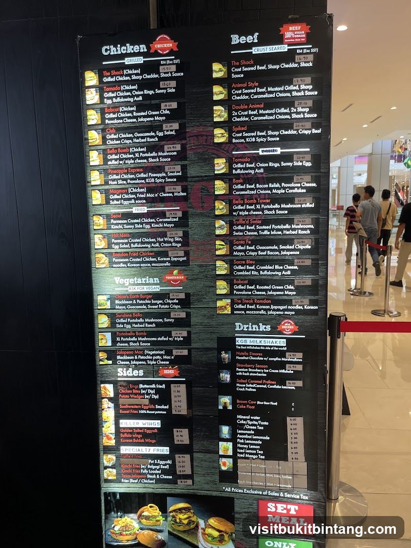 KGB Burgers Menu
