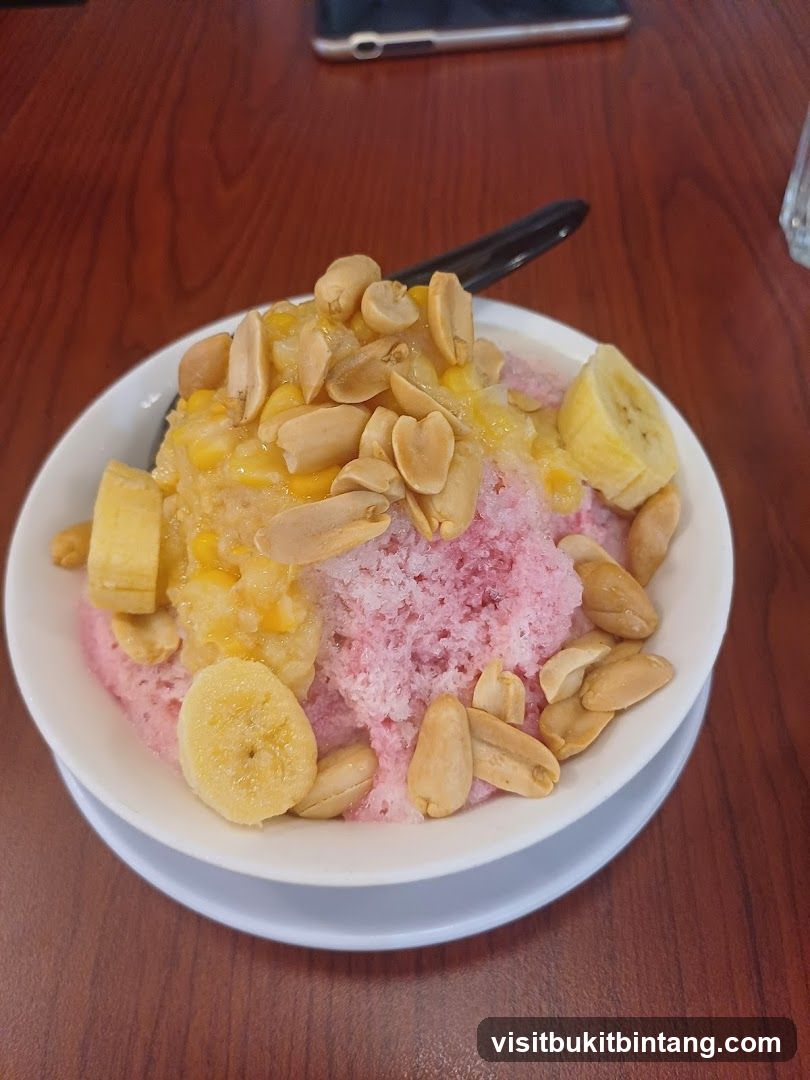 Shaved Ice Dessert with Peanuts and Banana