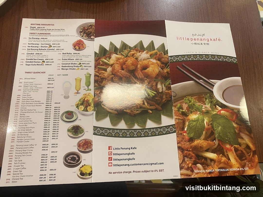 Little Penang Kafe Lunch & Dinner Menu
