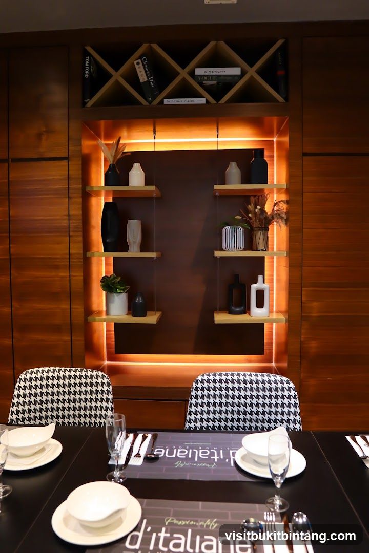 Dining Table Setting with Decorative Shelving