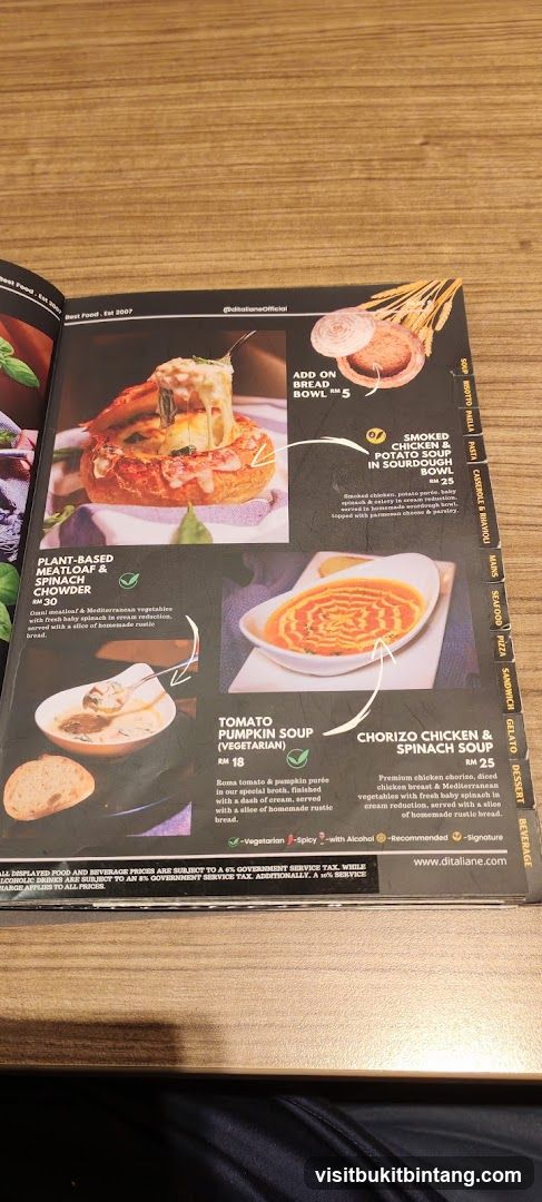 D'Italiane Menu