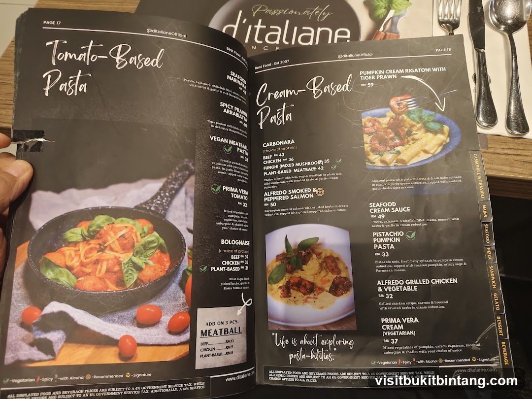 d'italiane Menu