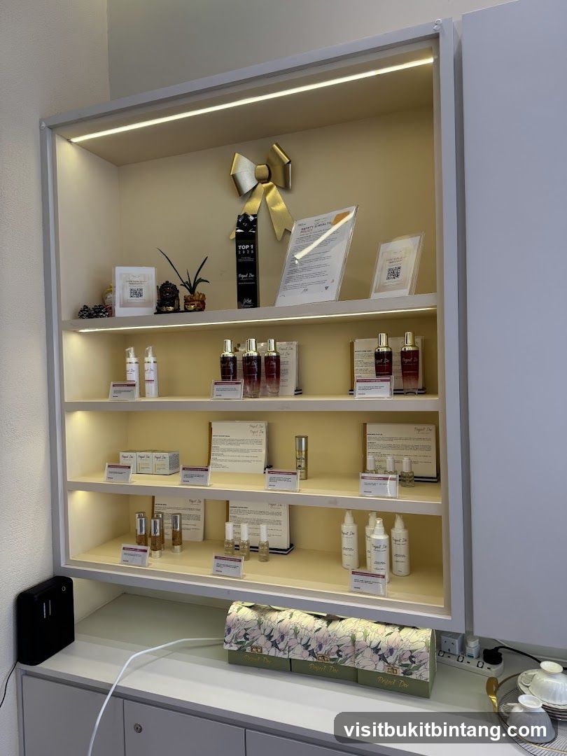 Display Shelf with Skincare Products