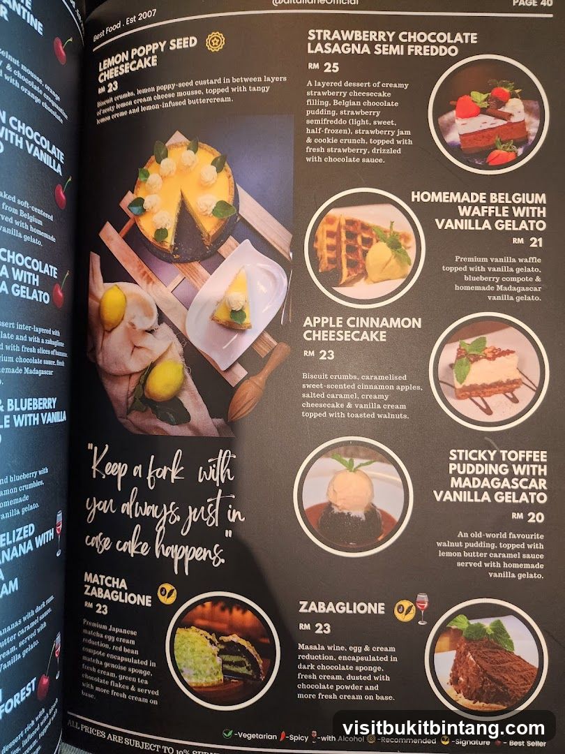 Desserts Menu