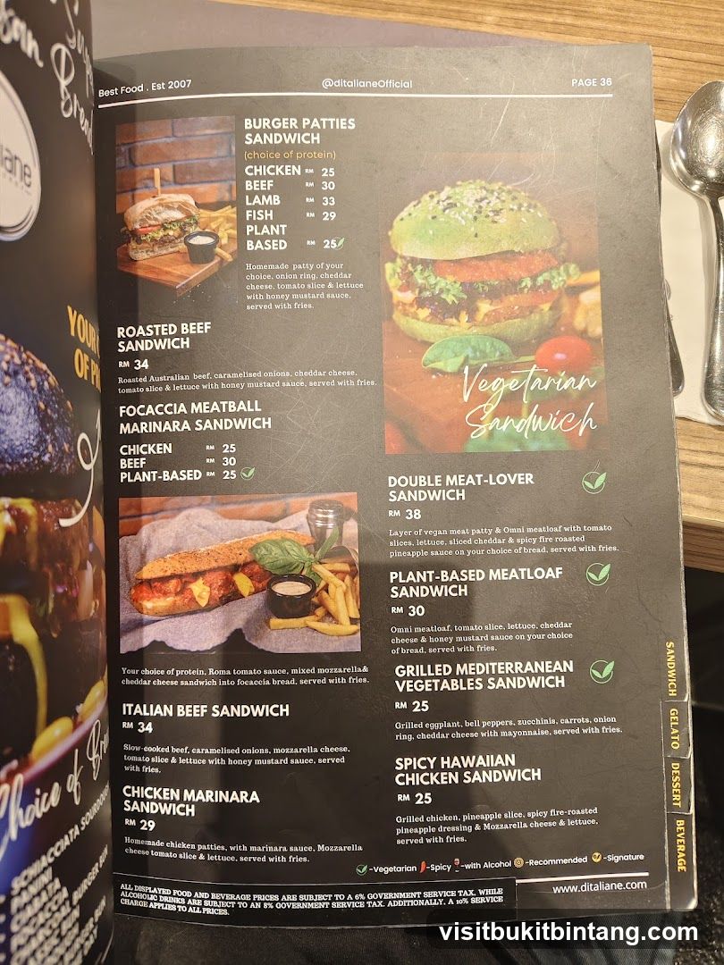 D'Italiane Official Menu