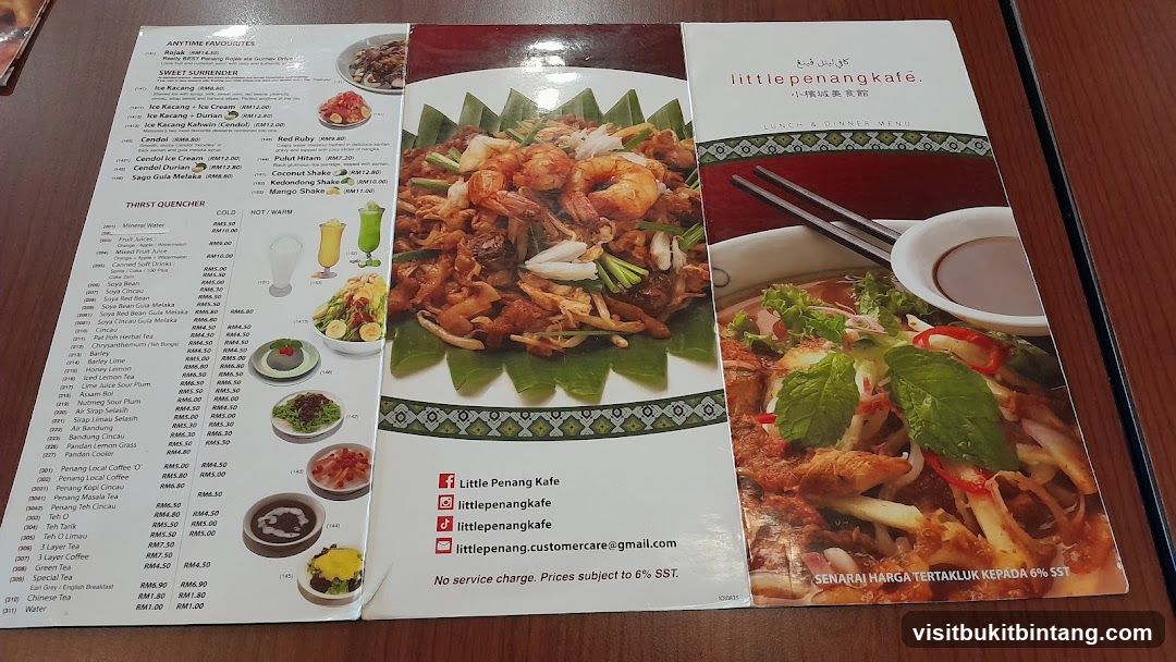 Little Penang Kafe Lunch & Dinner Menu