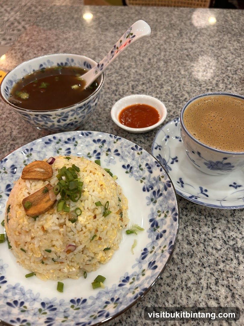 Fried Rice with Soup and Drink