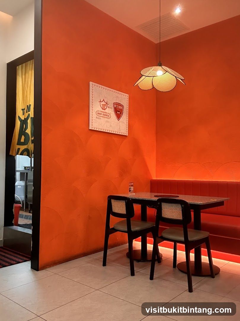 Restaurant Interior with Orange Walls