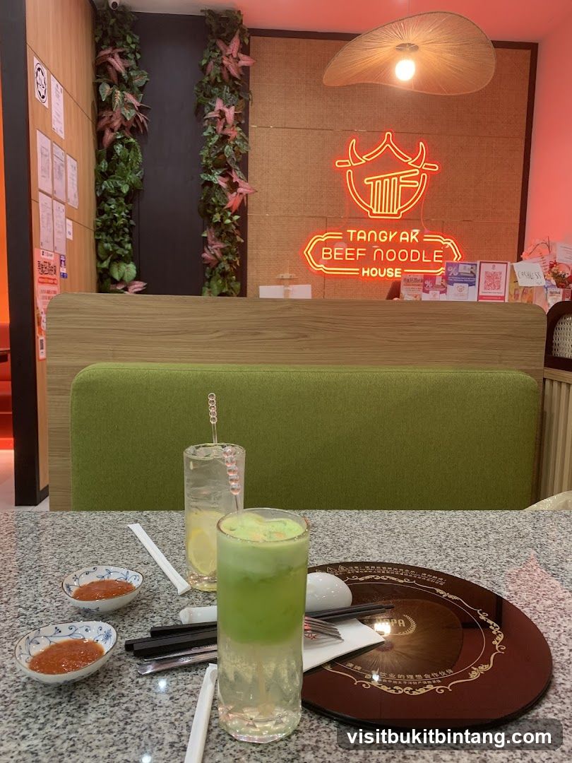 Restaurant Interior with Neon Sign