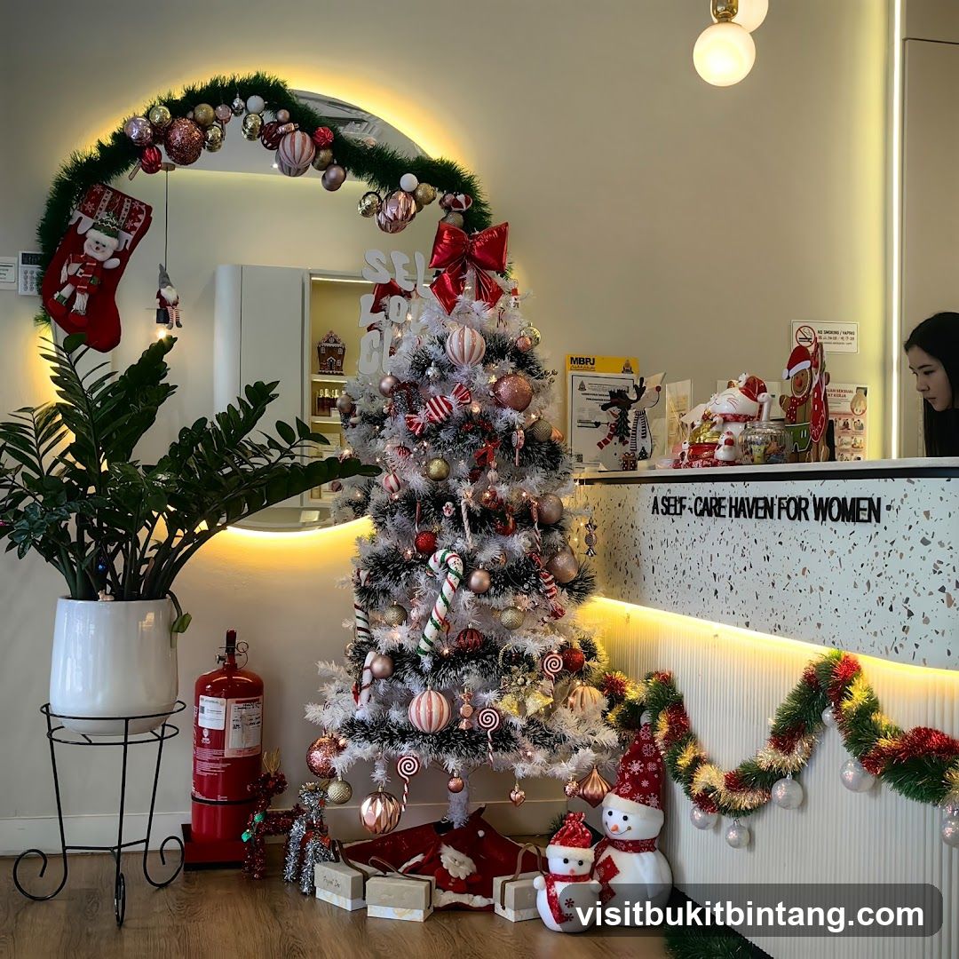 Christmas Decorations at a Reception Desk