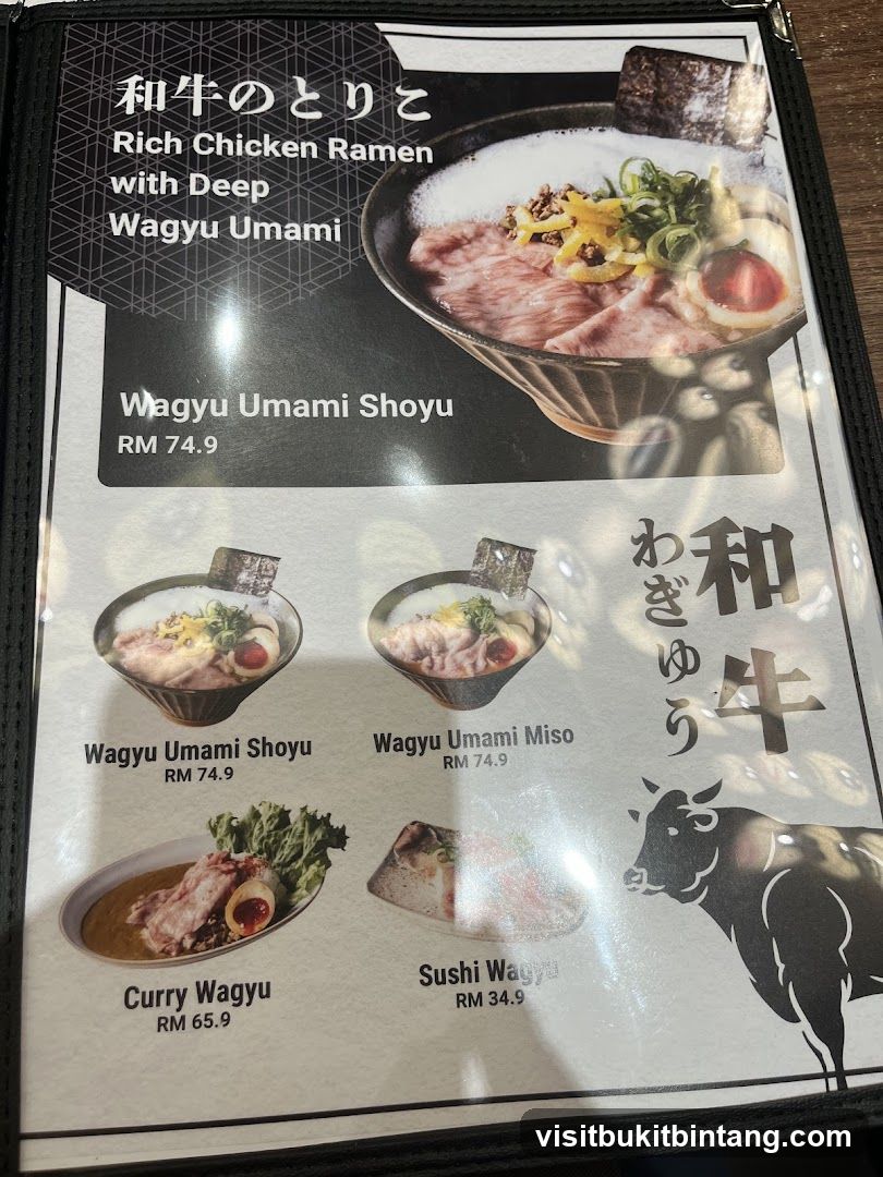 Wagyu Ramen Menu