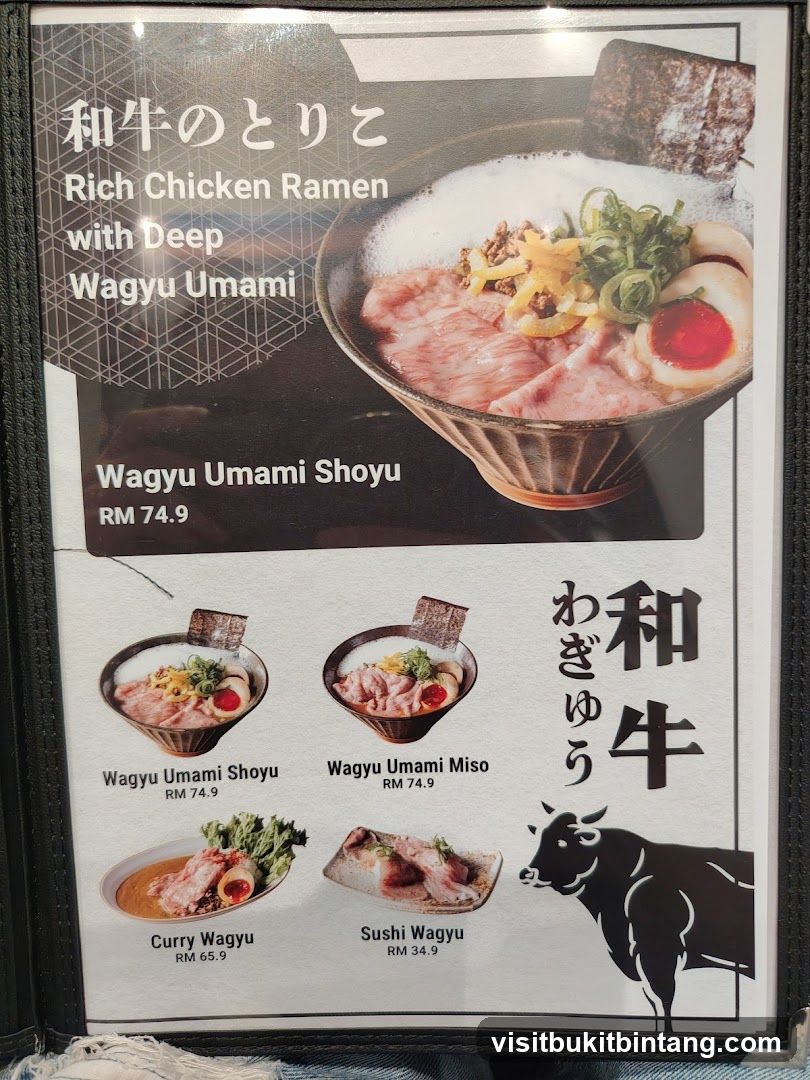 Wagyu Ramen Menu
