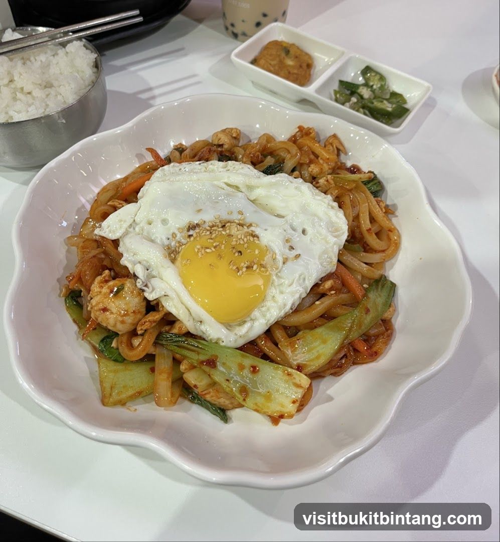 Spicy Udon Noodles with Fried Egg