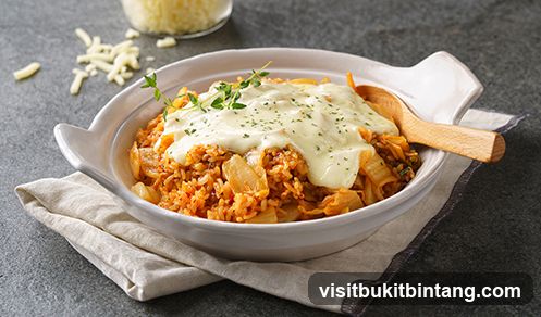 Kimchi Fried Rice with Melted Cheese