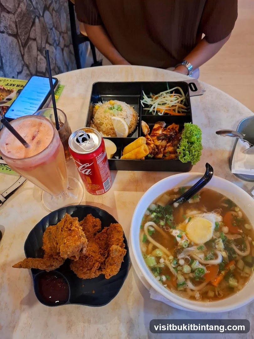 Table with food and drinks