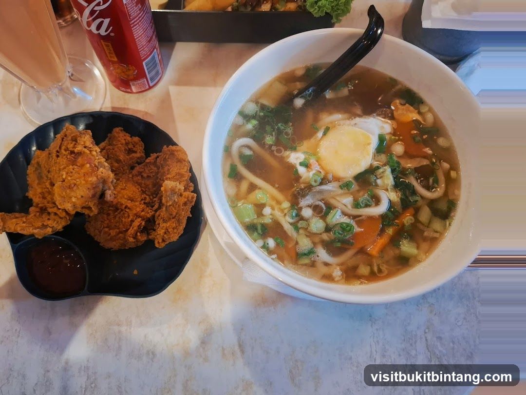 Noodle Soup and Fried Chicken