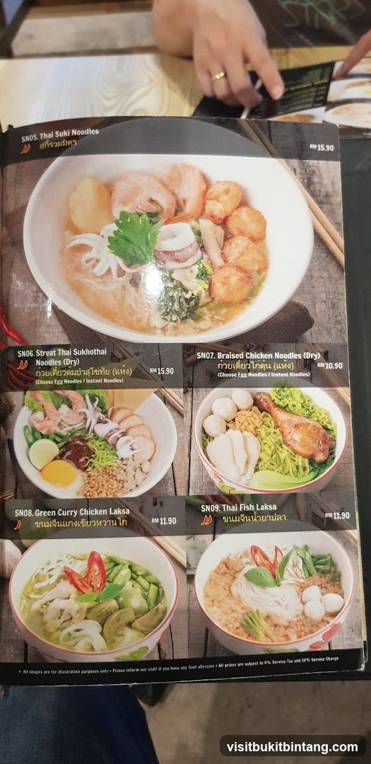 Thai Noodles Menu