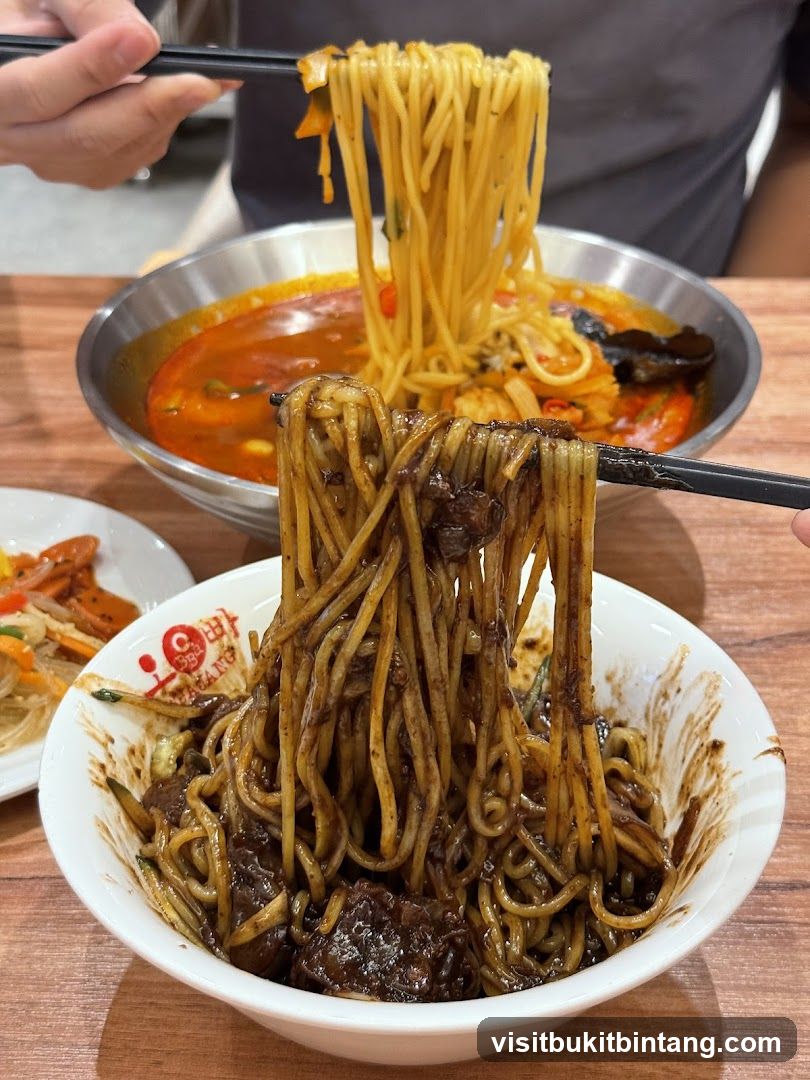 Noodles with Black Bean Sauce and Spicy Seafood Noodles