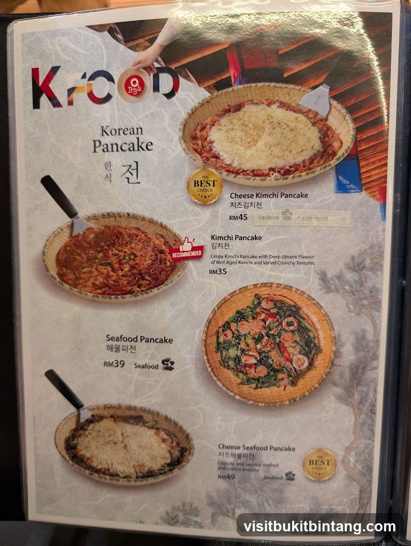 Korean Pancake Menu
