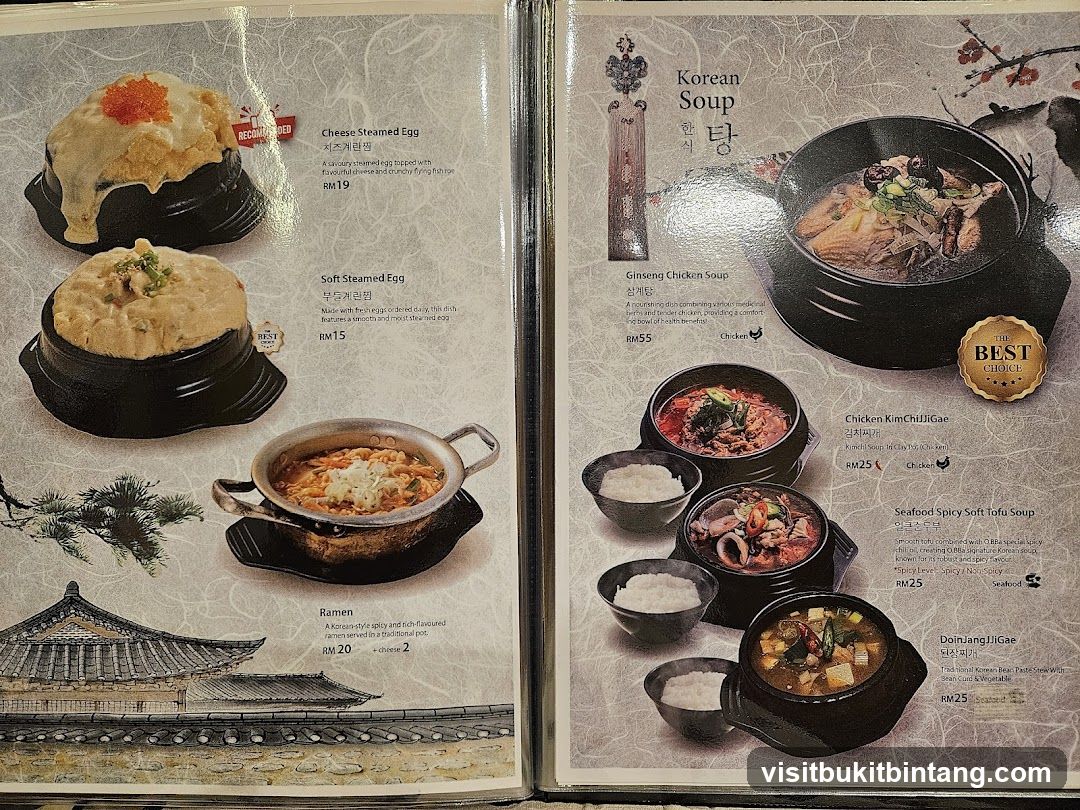 Korean Soup Menu