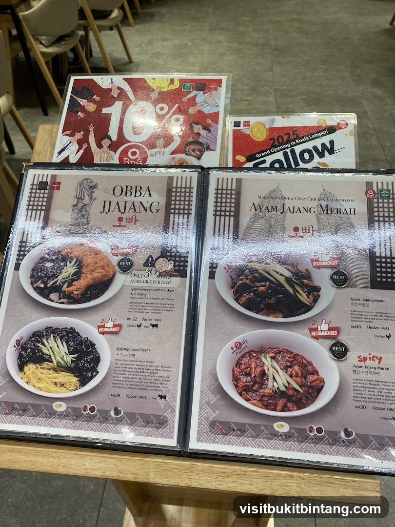 Obba Jjajang Menu