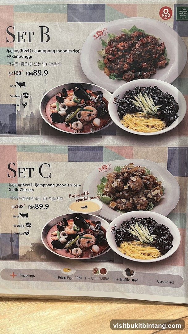 Set B and Set C Menu