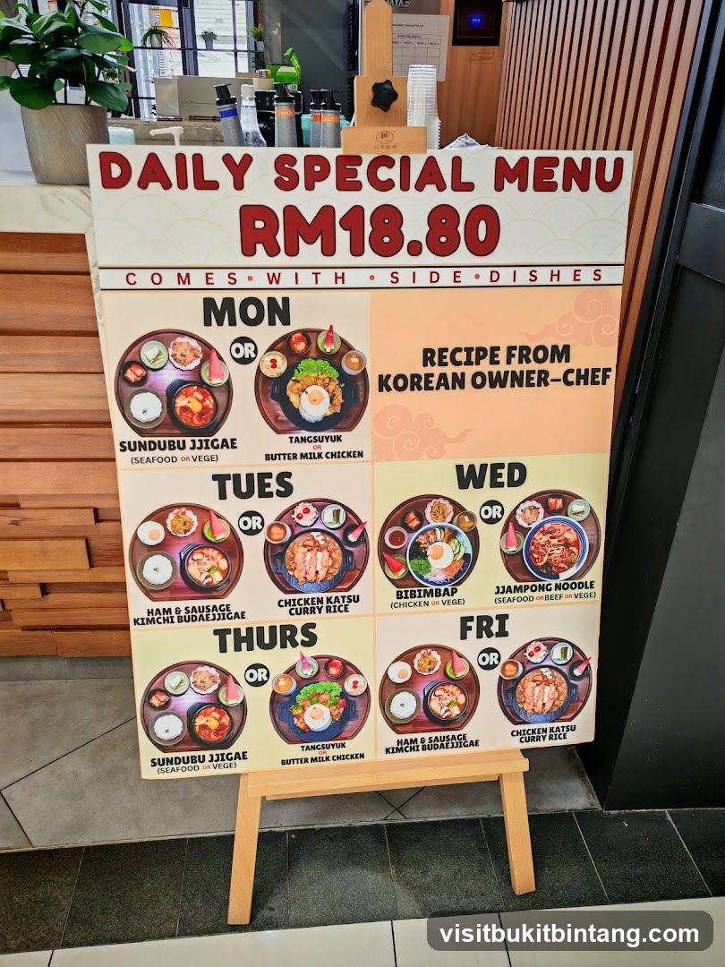 Daily Special Menu