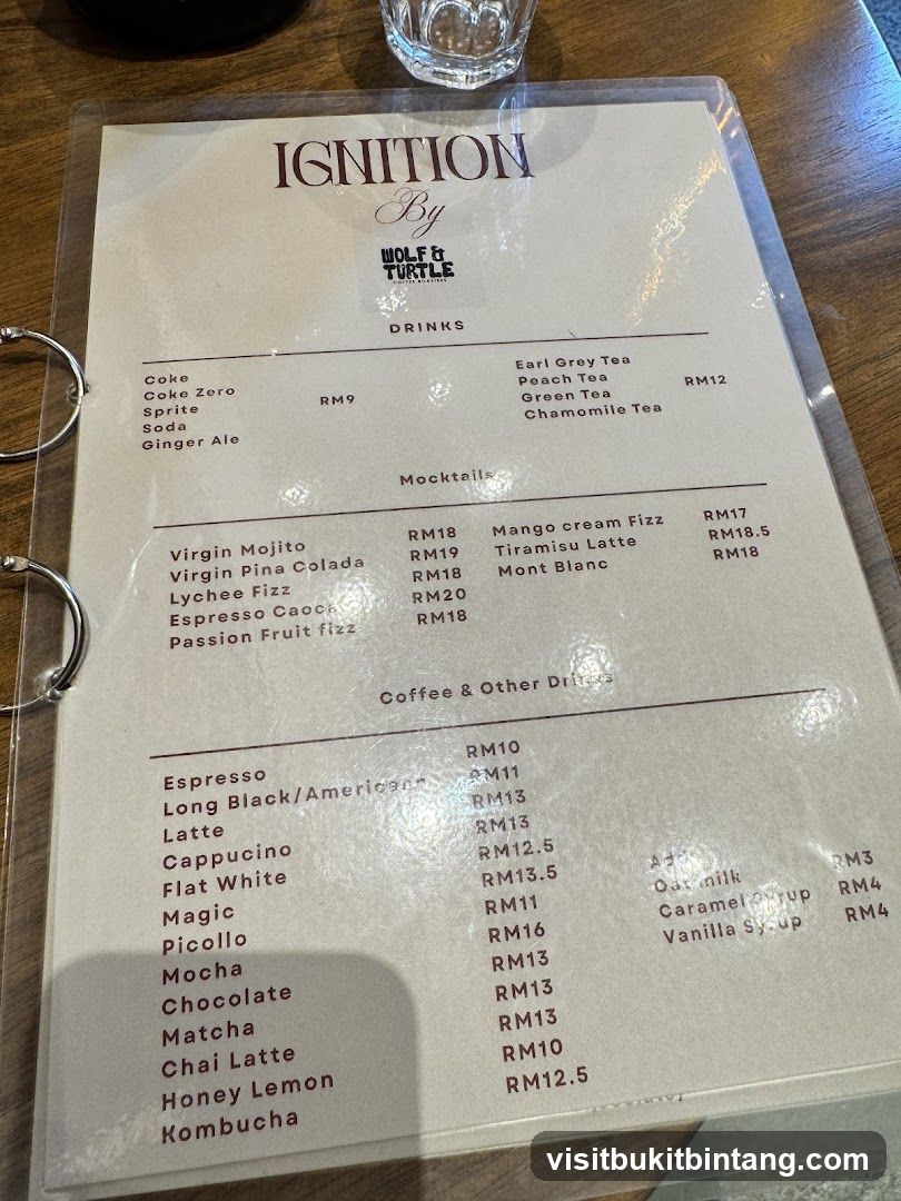 Ignition By Wolf & Turtle Coffee Roasters Menu