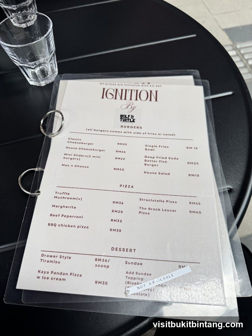 Ignition by Wolf & Turtle Menu