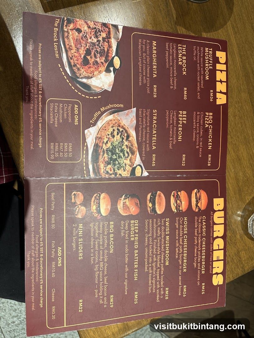Pizza and Burgers Menu