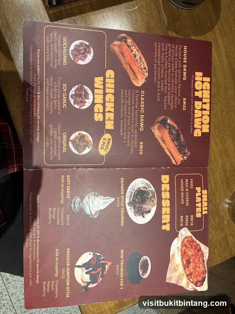Ignition Hot Dawg Menu