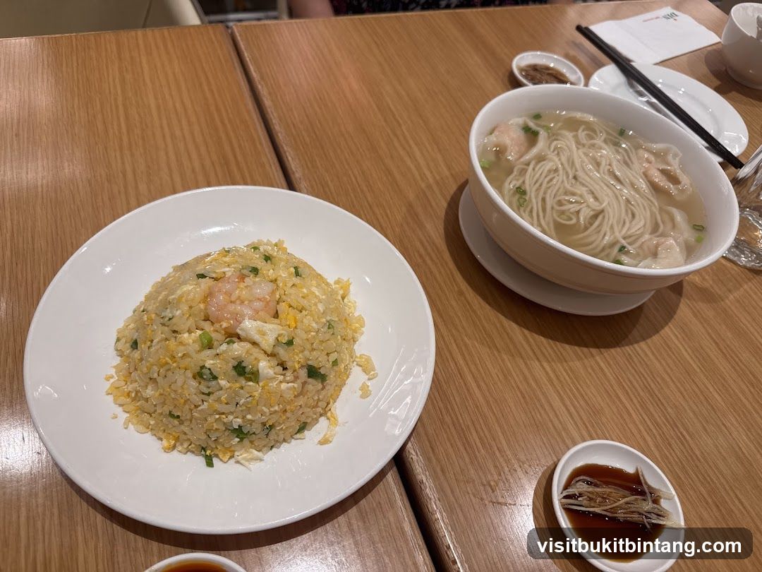 Shrimp Fried Rice and Wonton Noodle Soup