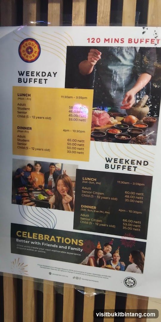 Seoul Garden Buffet Menu