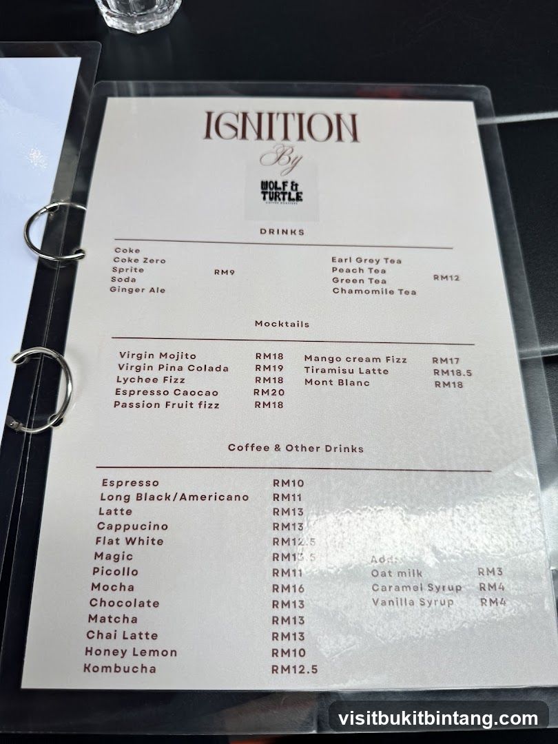 IGNITION By WOLF & TURTLE Coffee Roasters Menu
