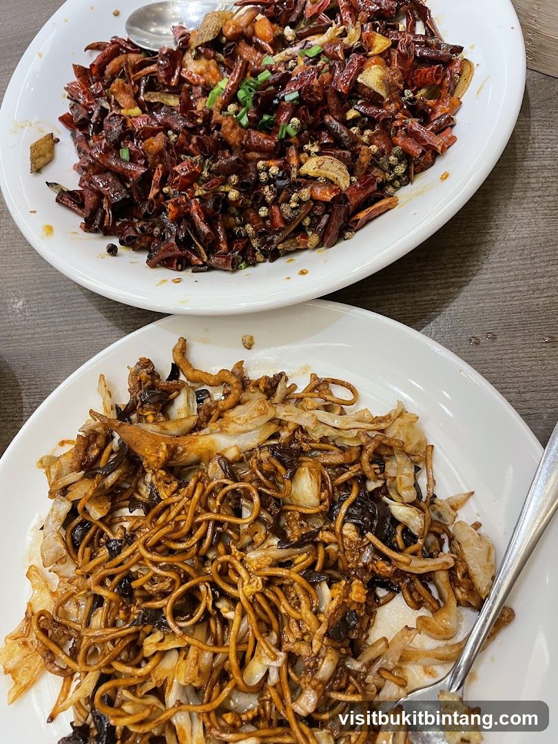 Spicy Dried Chili Chicken and Noodles