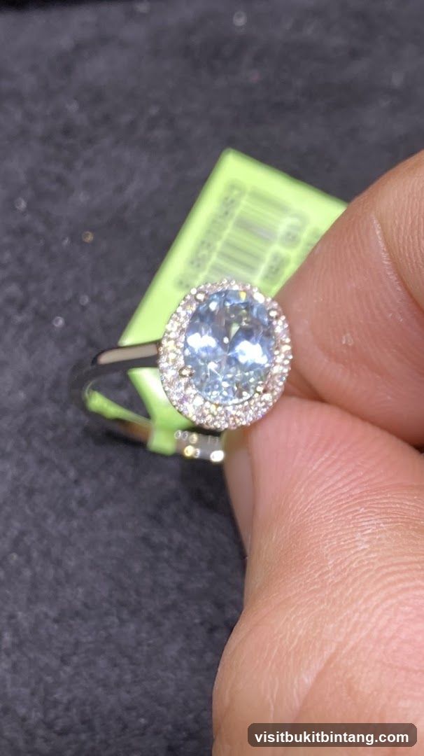 Diamond and Aquamarine Ring