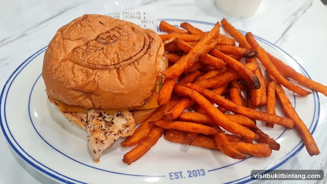 Chicken Burger and Sweet Potato Fries