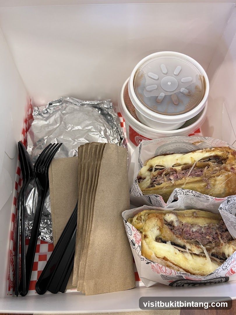Takeout Box with Sandwiches and Drinks