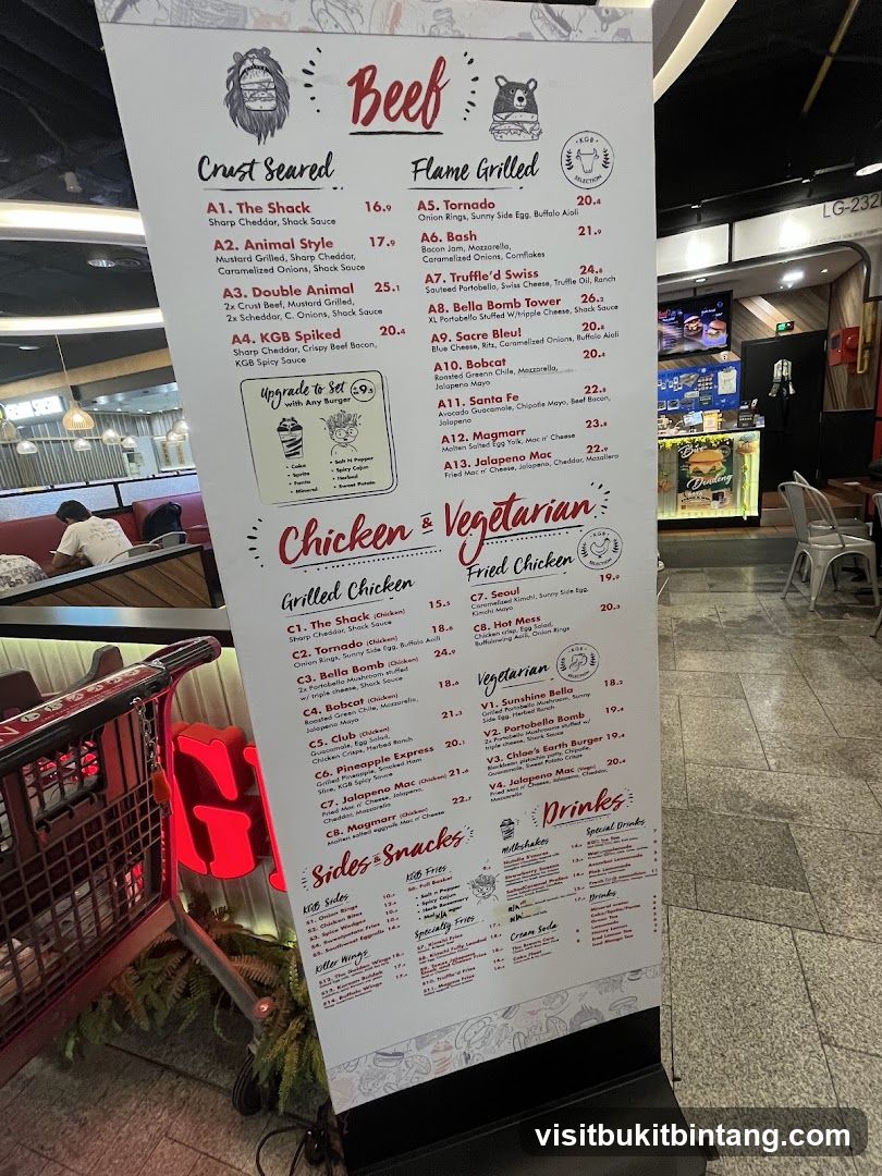 Beef, Chicken & Vegetarian Menu