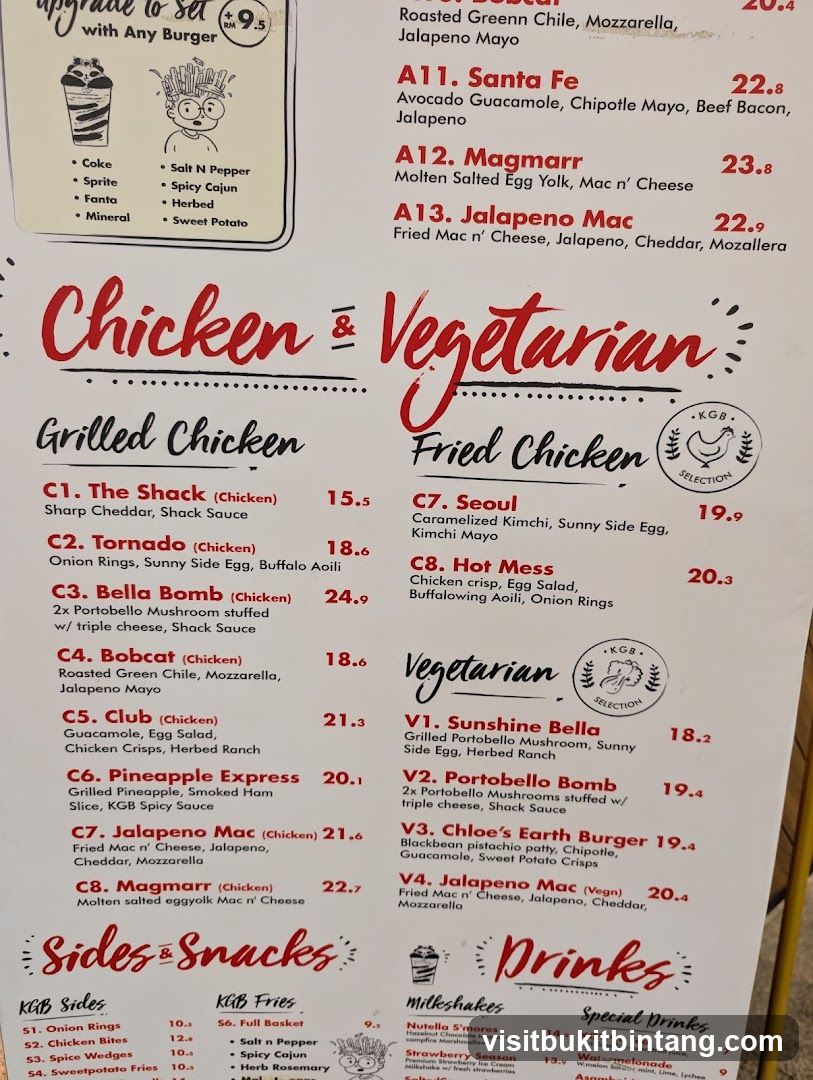 Chicken & Vegetarian Menu