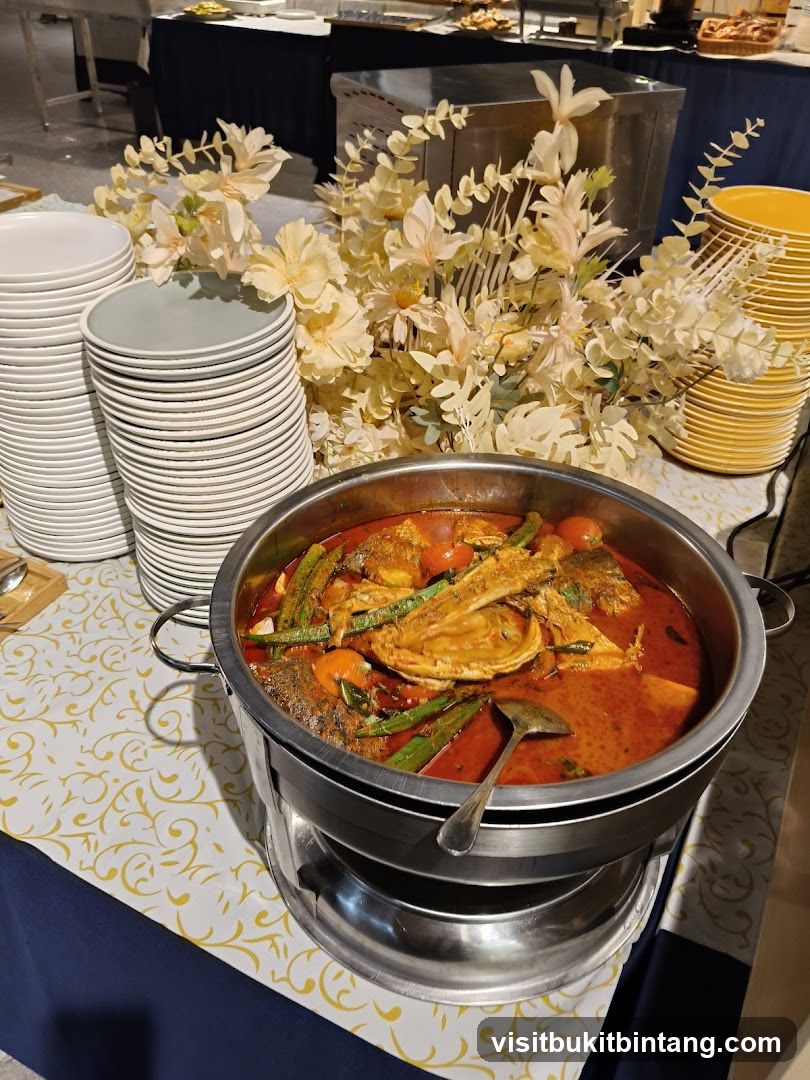 Buffet Display with Fish Curry