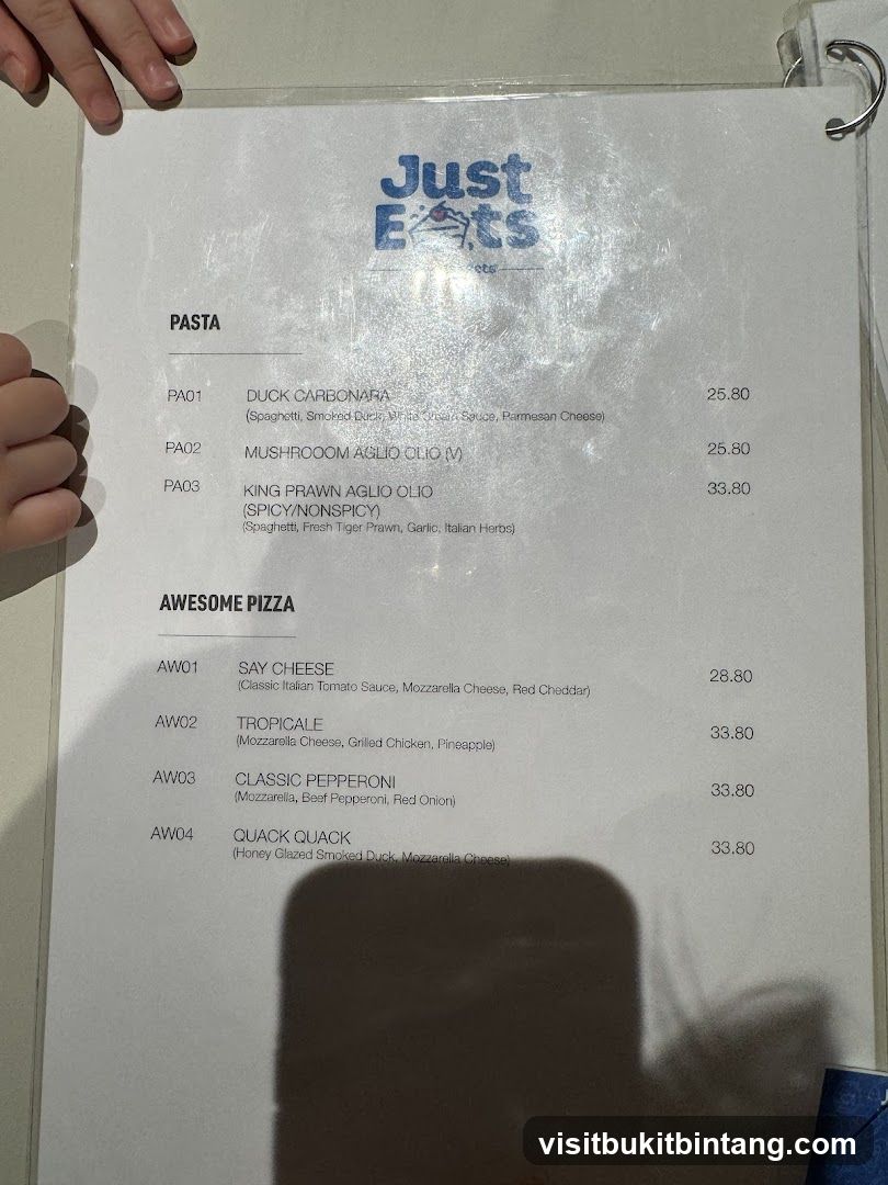 Just Eats Menu