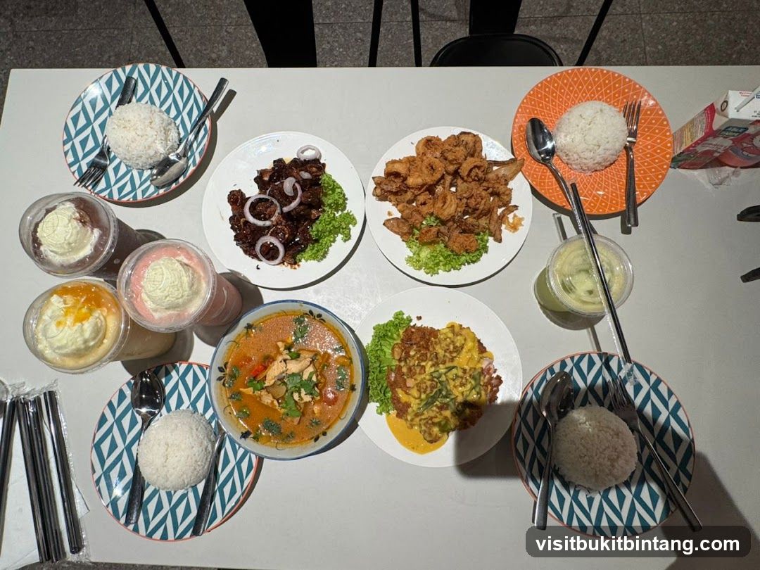 Table with food and drinks