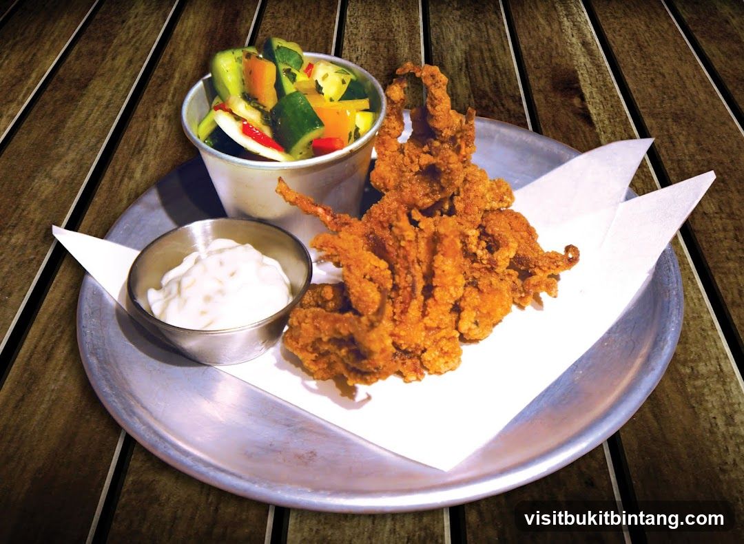 Fried Calamari with Salad and Dip