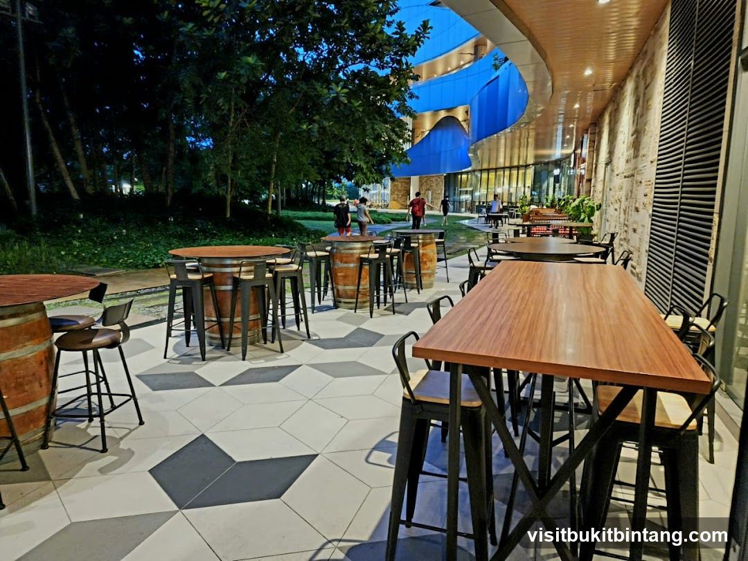 Outdoor Seating Area at Dusk